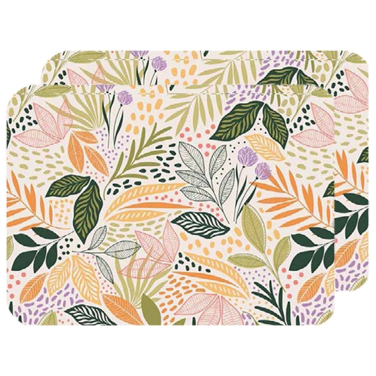 Lot de 2 sets de table motifs feuillage MAOLI multicolore, TOILINUX