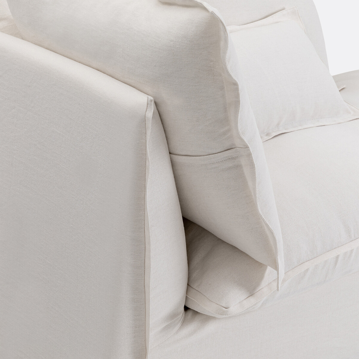 Longchair, afneembare hoezen, in dik linnen, Odna wit, LA REDOUTE INTERIEURS
