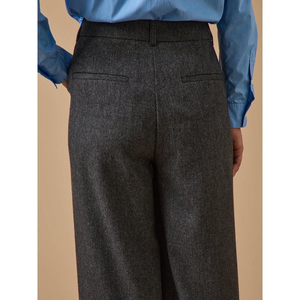Pantalon flanelle chevron AGLAÉ gris fonce, CYRILLUS