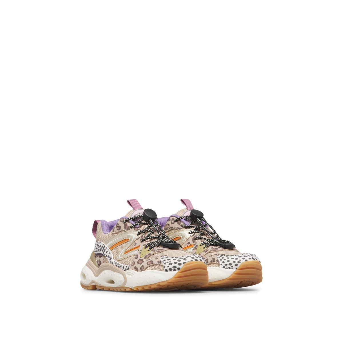 Sneakers en écopelle et tissu FLYNER. blanc-noir-beige, NATURINO