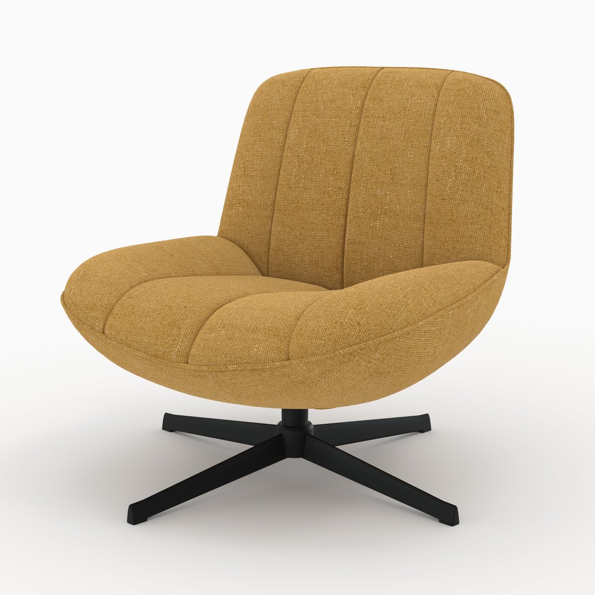 Fauteuil pivotant en tissu effet velours - ELVIS jaune moutarde, MAISON PAVANE