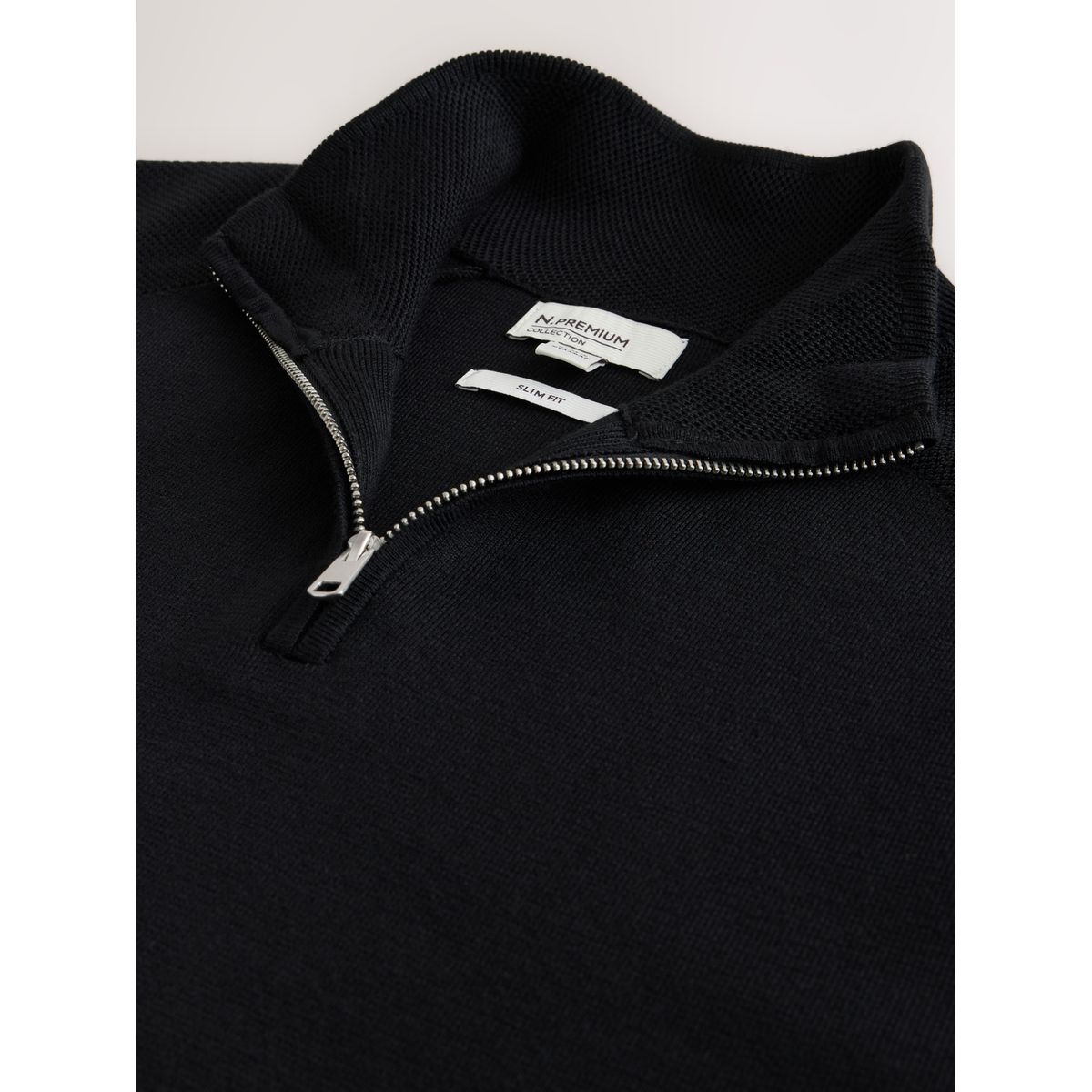 Pull slim à col zippé n. premium noir, NEXT