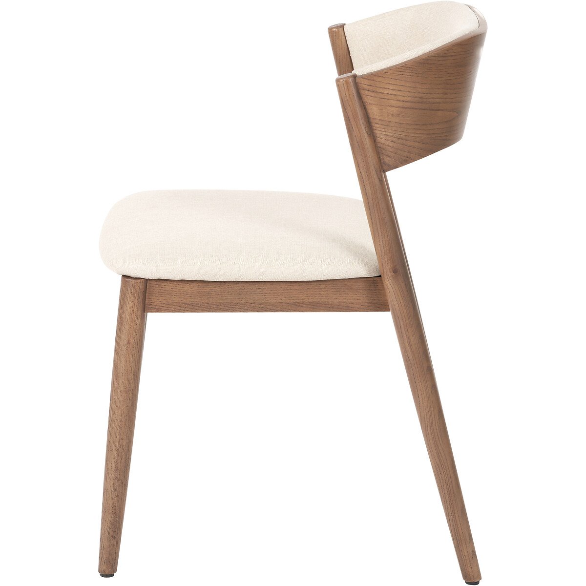 Elion Mid-Century Linen & Ash Wood Curved Back Dining Chair dark wood, ÉDITÉ
