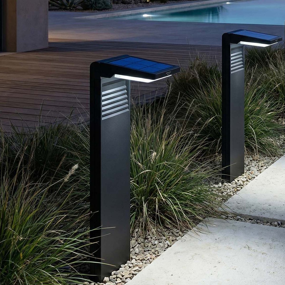 Lot de 2 Potelets solaires 2x OSTRY noir, LUMISKY