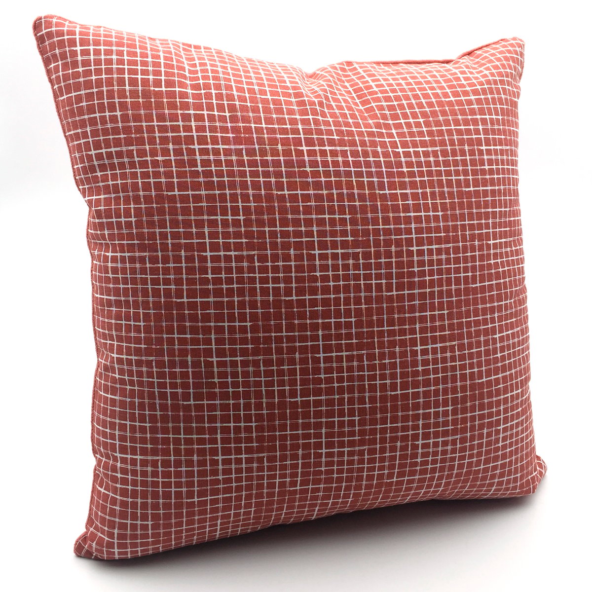 Coussin décoration coton imprimé carreaux TERRA ROSA rouge, TODAY