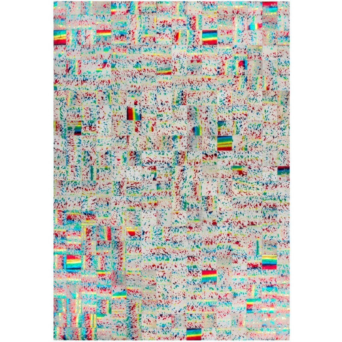 Tapis rectangulaire en cuir fait main ROCKET blanc, multicolore, ARTE ESPINA