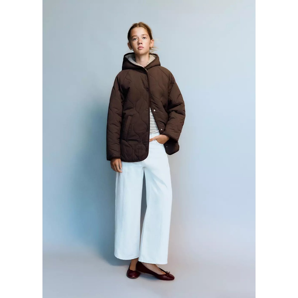 Anorak matelassé moutonné marron, MANGO KIDS