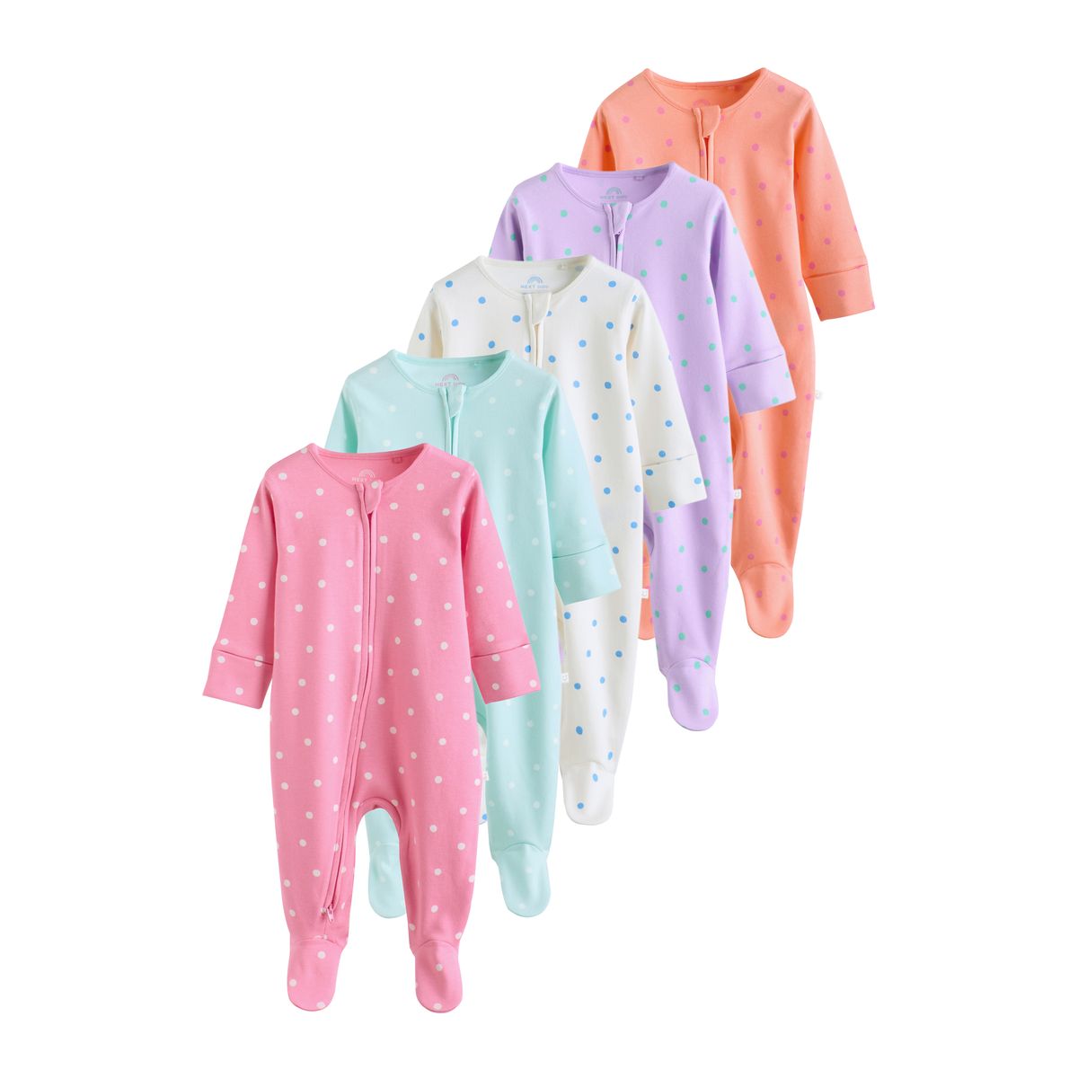 Dors-bien à zip double sens bébé, lot de 5 violet/orange, NEXT