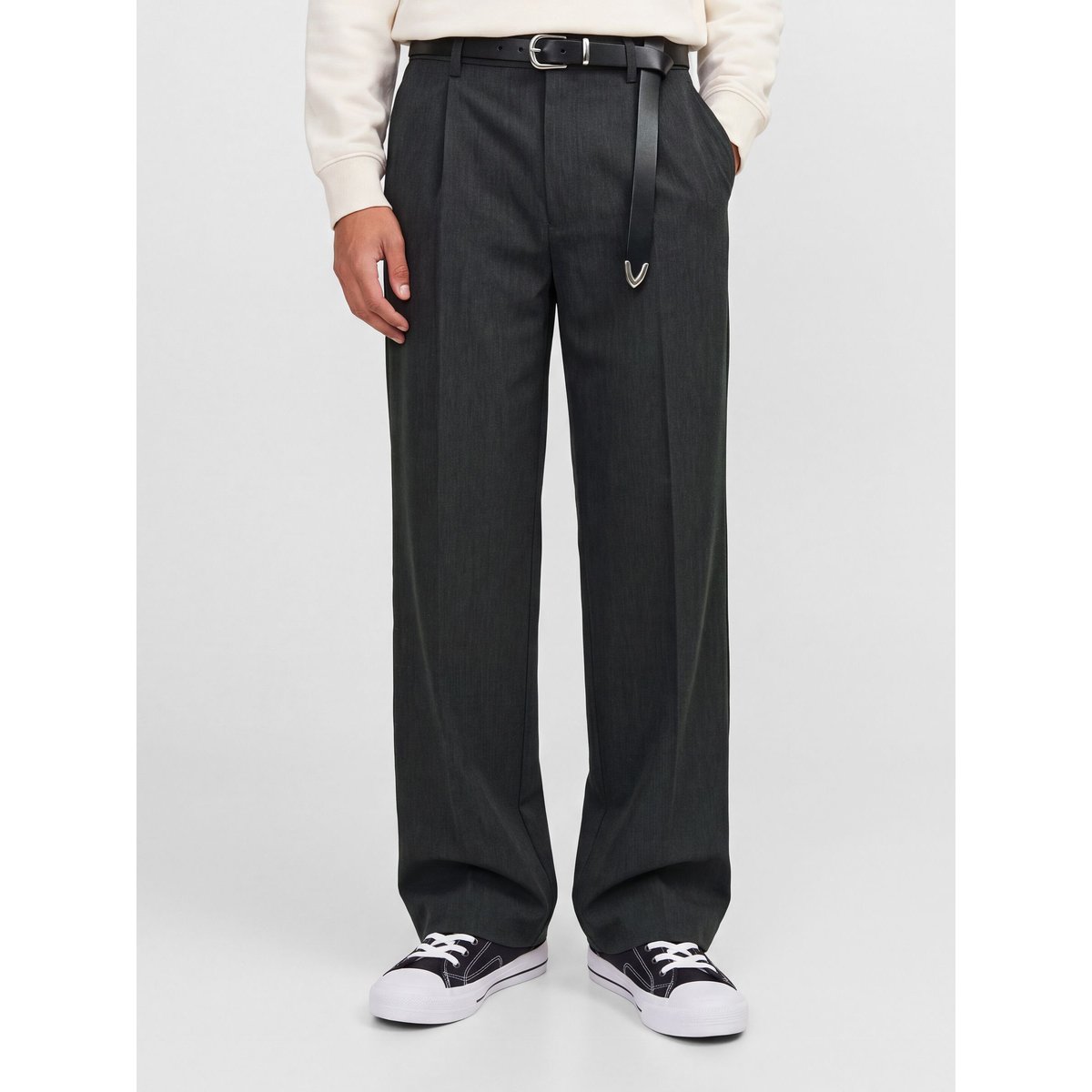 Pantalon Ample dark grey melange 1, JACK & JONES