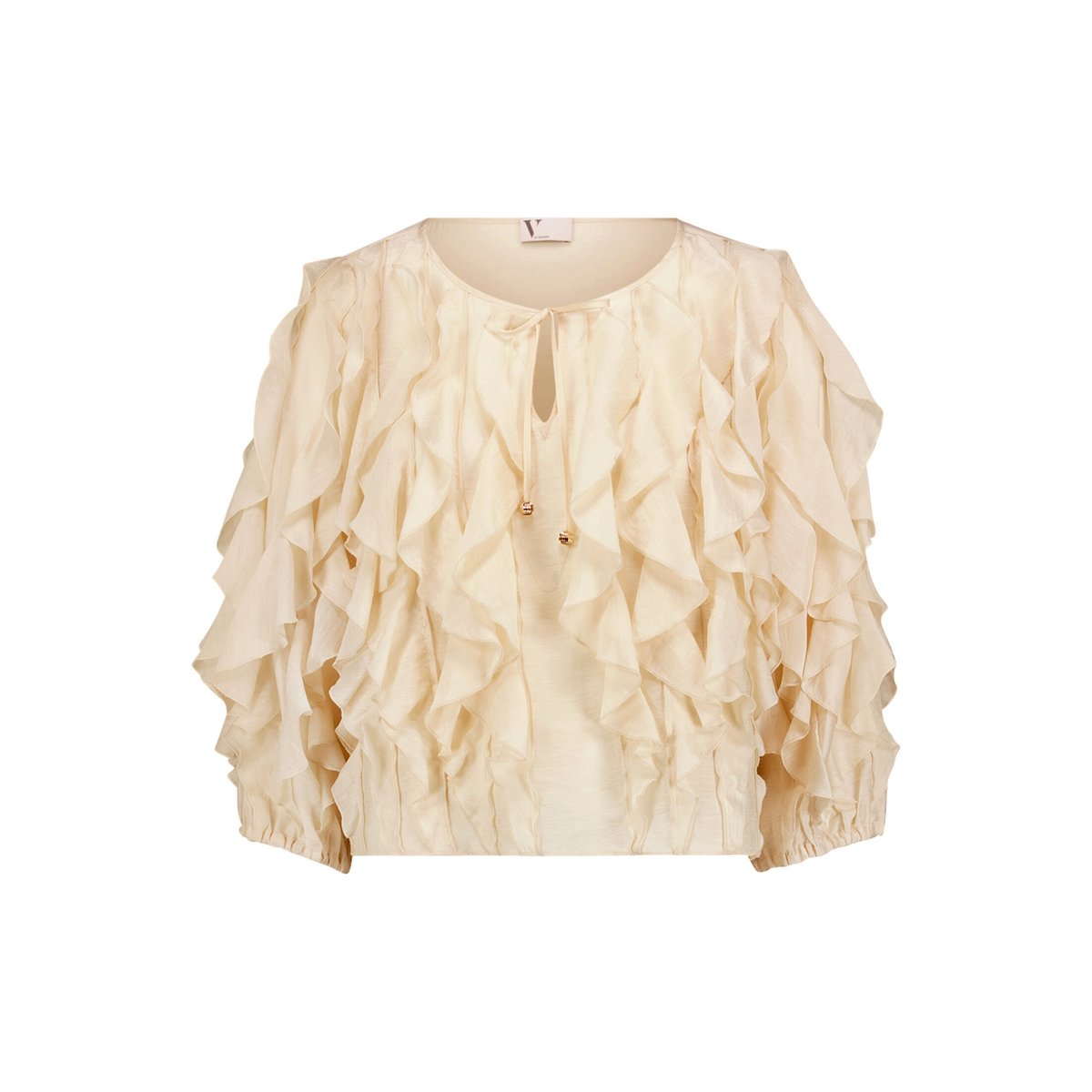 Chemisier en chiffon à volant champagne sorbet, VERA MONT