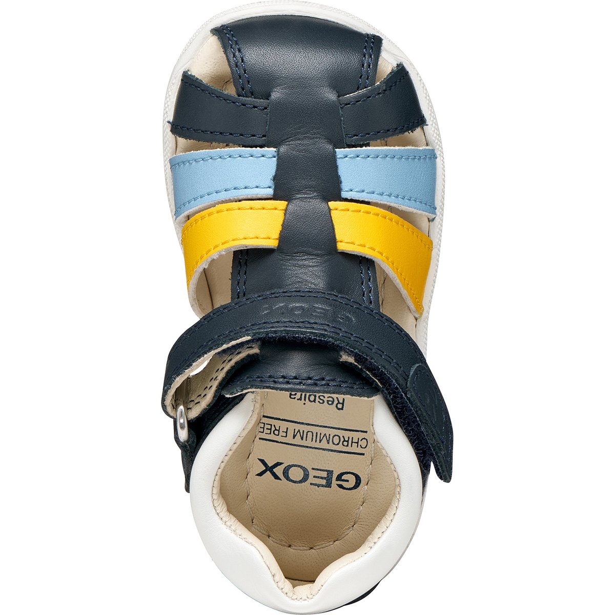 Sandales premiers pas Macchia bleu marine/jaune foncé, GEOX