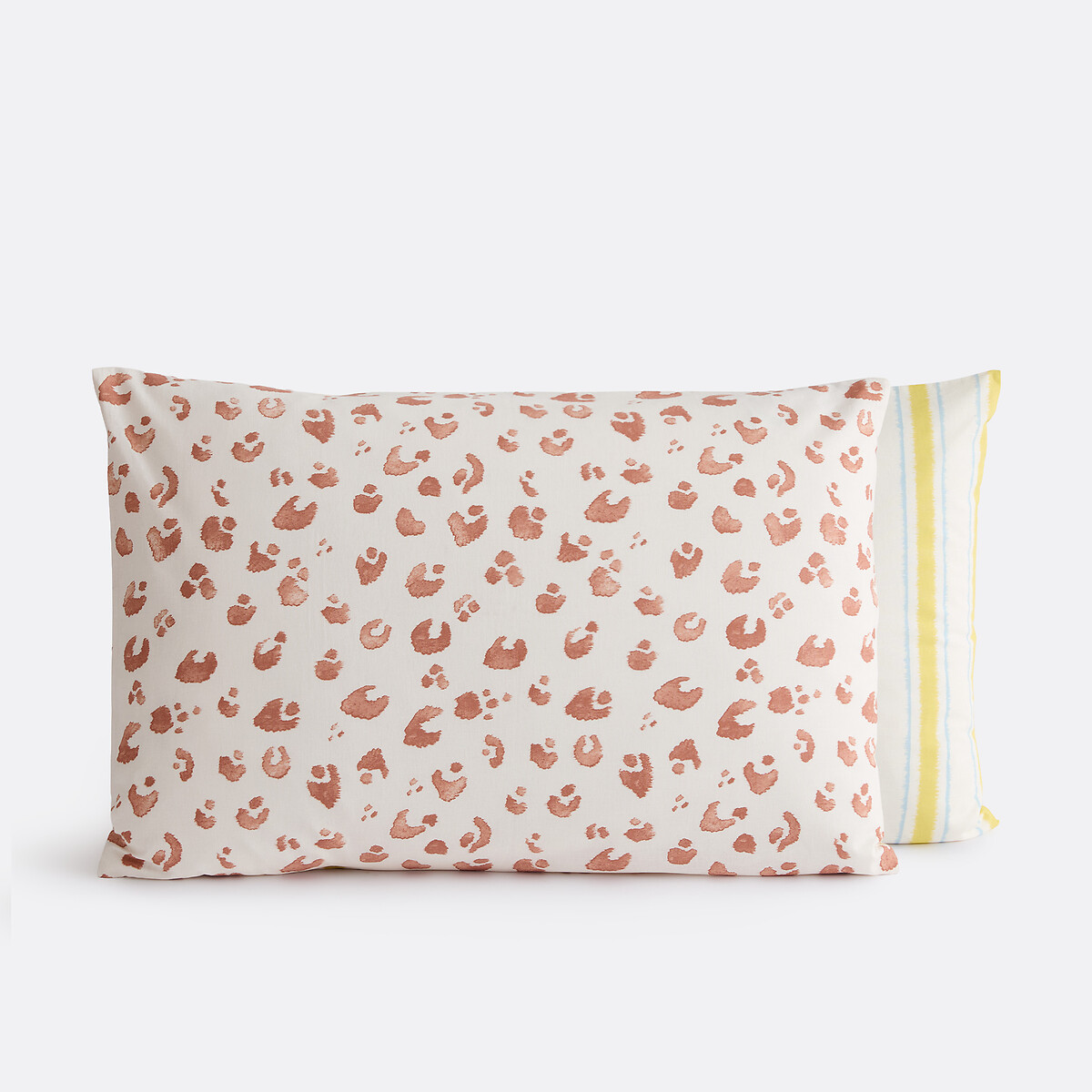 Funda de almohada de algodón, estampado de leopardo en el reverso, JAVAD imprimé léopard/rayures, LA REDOUTE INTERIEURS
