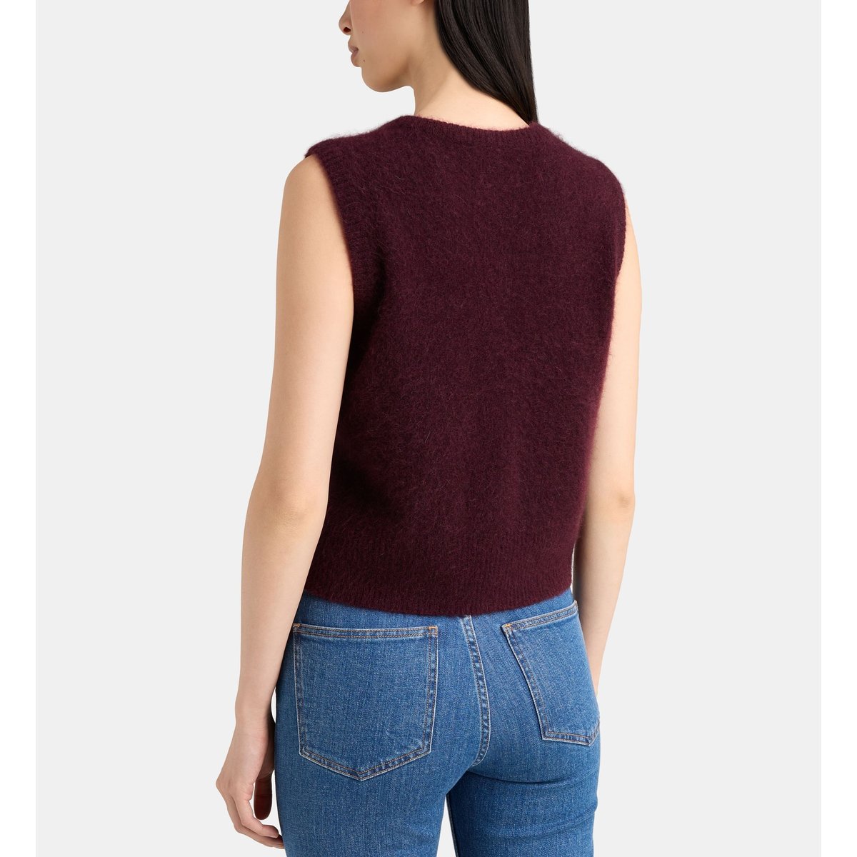 Gilet sans manches okamille maille longue soyeuse bordeaux, JODHPUR