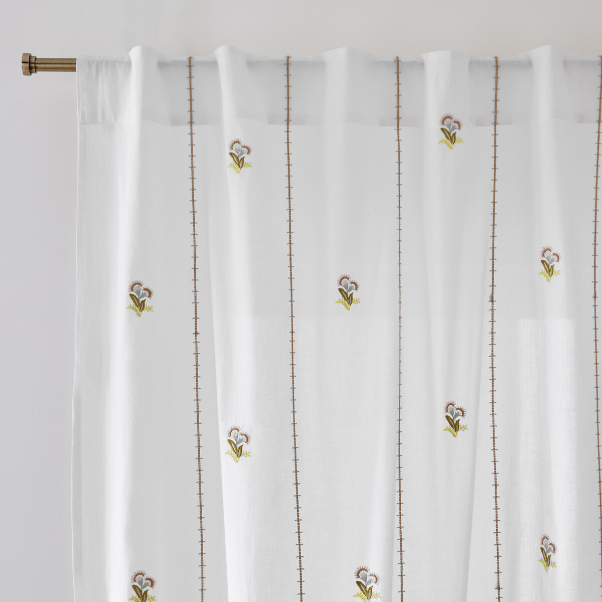 Shimani Embroidered Cotton Voile Panel floral print/white, LA REDOUTE INTERIEURS