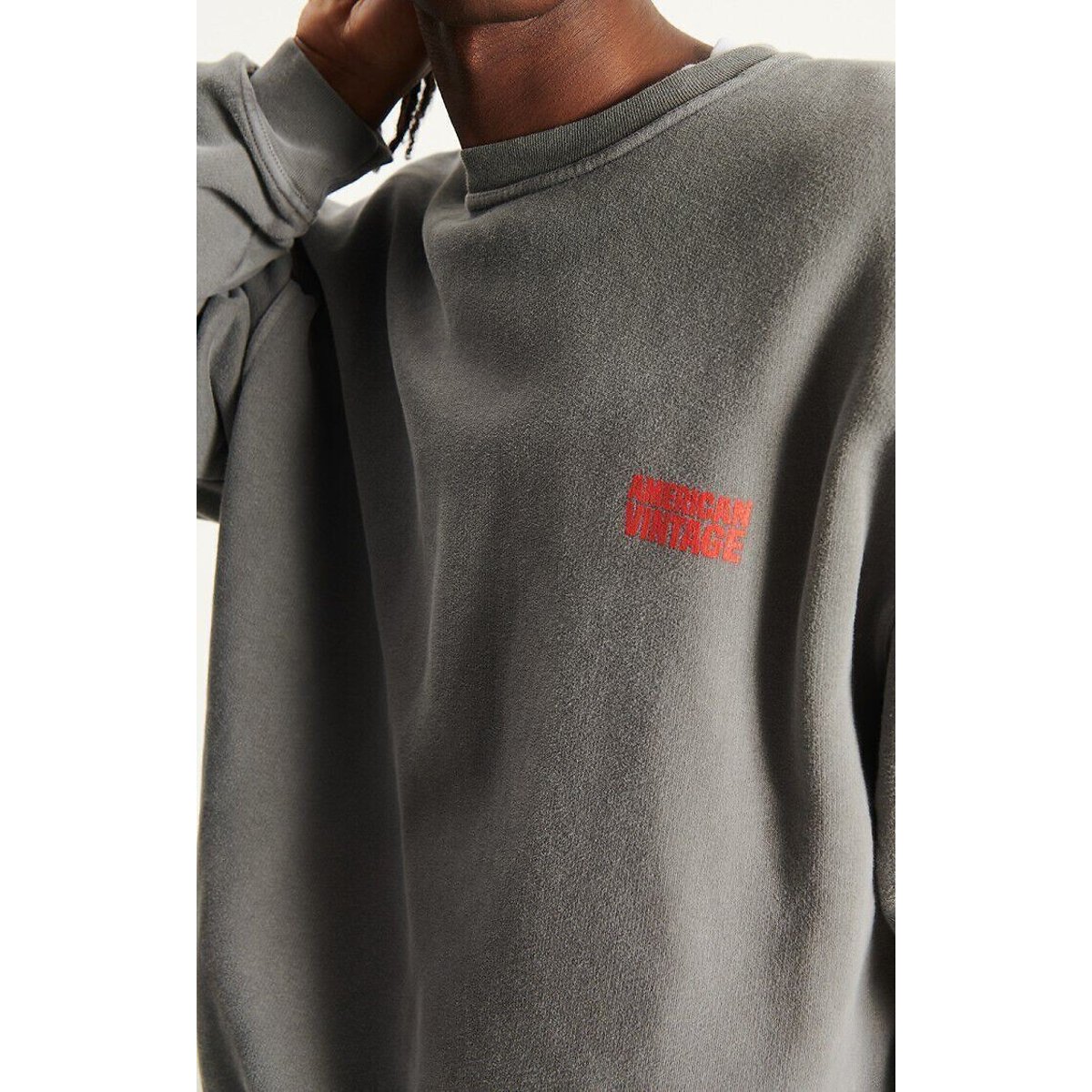 Sweat en molleton, PLIZZY gris foncé chiné, AMERICAN VINTAGE