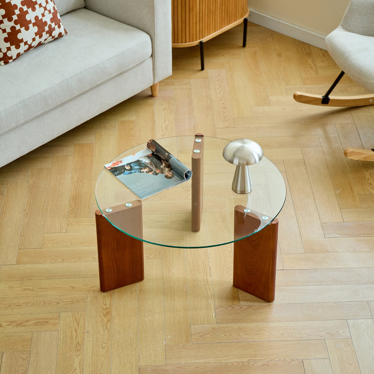 Table basse, verre trempé, ronde, SALO transparent, NORDLYS