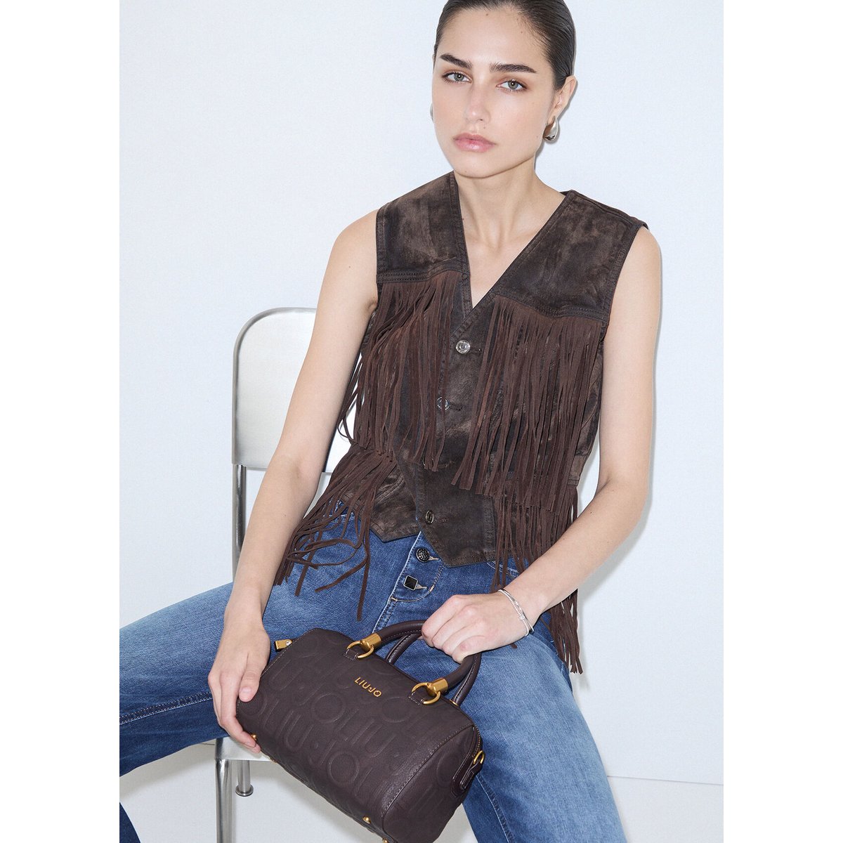 Petit Sac à Main avec Logo marron foncé, LIU JO