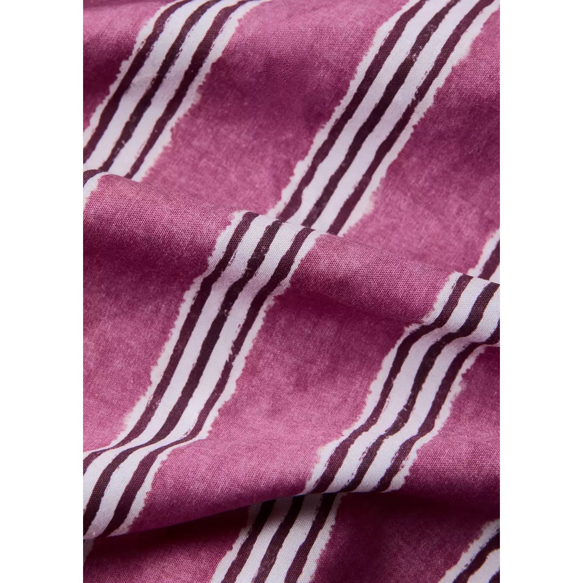 Housse de couette percale de coton rayures tricolores Lit 180/200 cm cerise, MANGO HOME