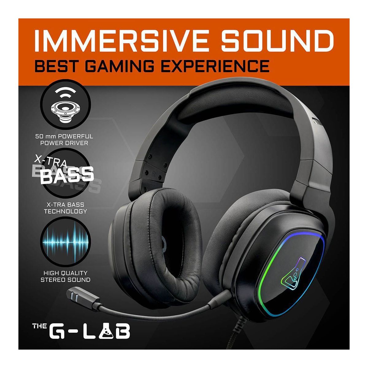 Casque gamer KORP RADIUM NOIR couleur unique, THE G-LAB