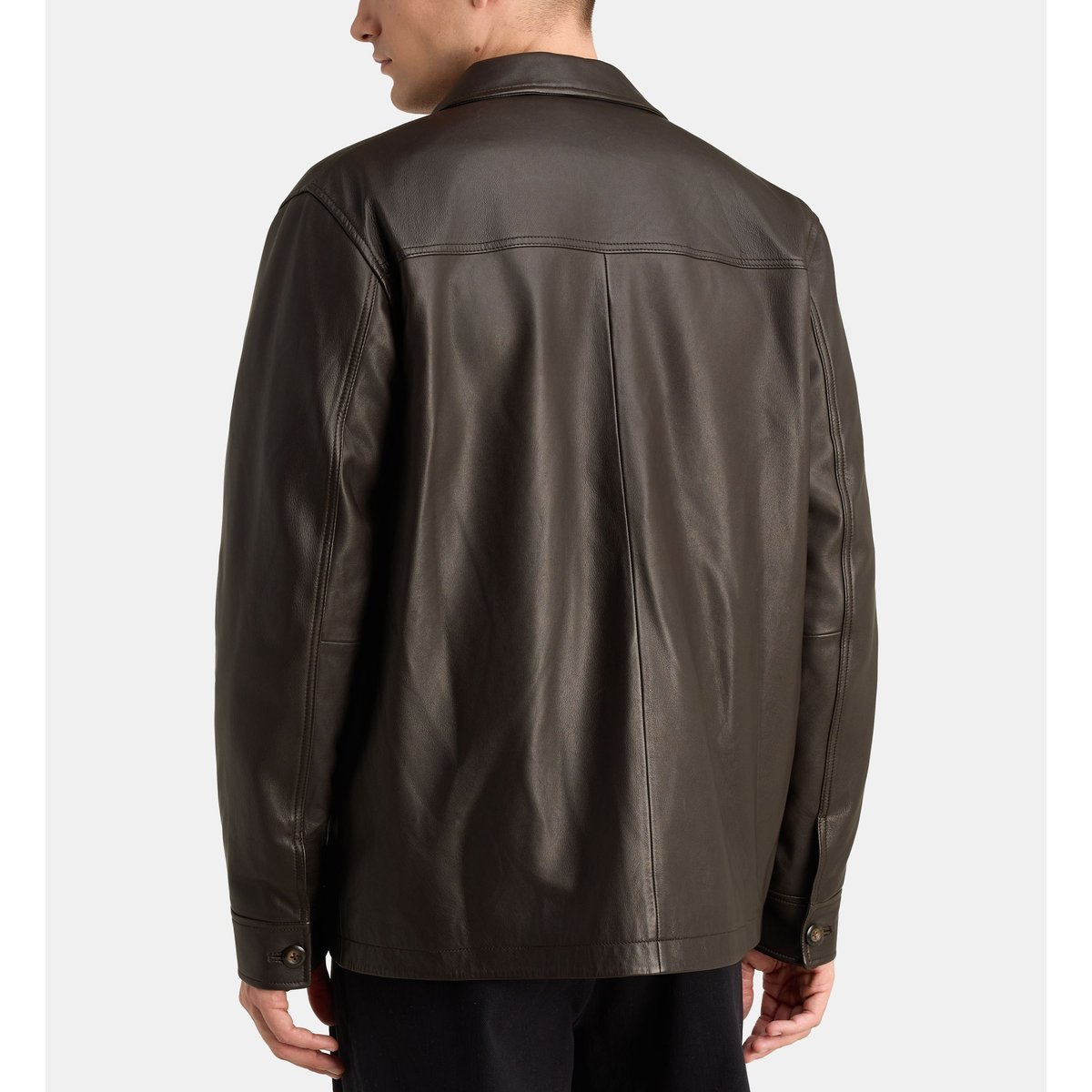 Veste droite torkuir cuir marron cafe, GALERIES LAFAYETTE