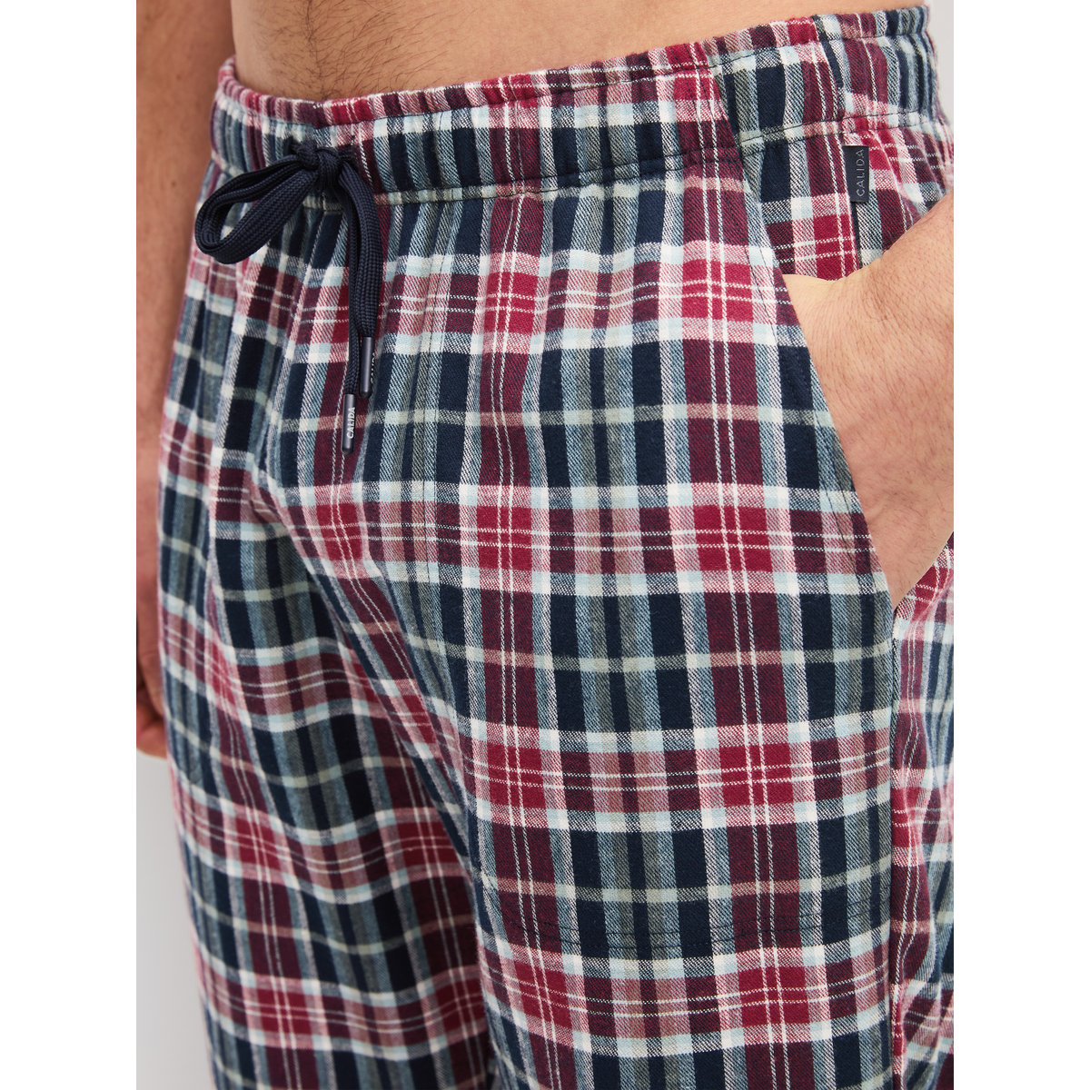Pantalon en flanelle avec poches latérales Coton FAMILY & FRIENDS bleu nuit, CALIDA