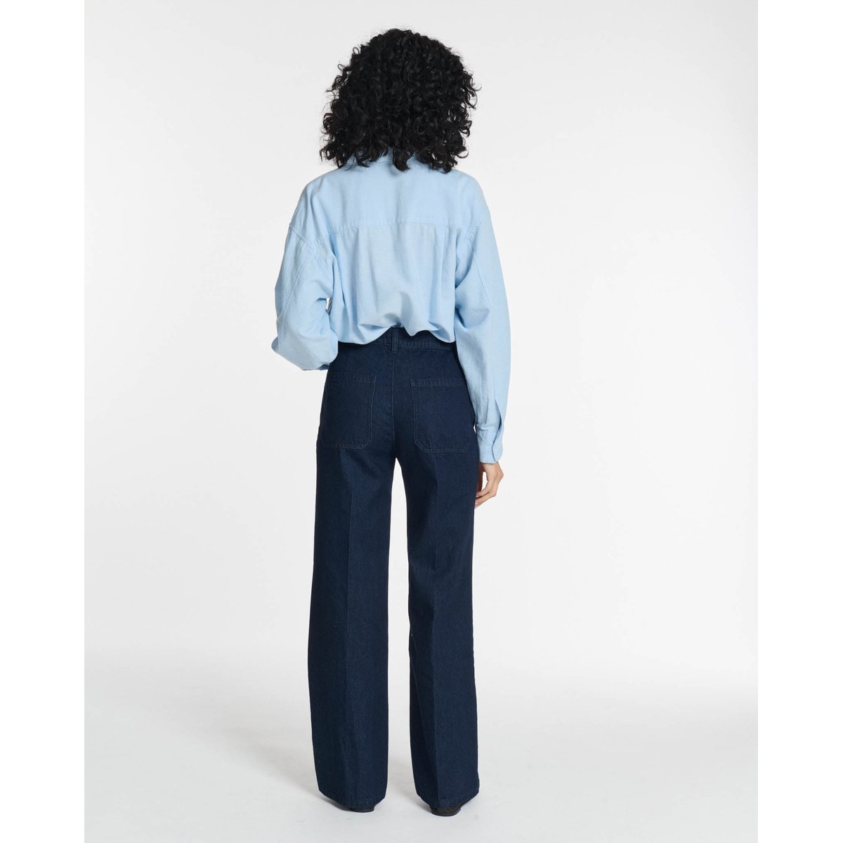 Jeans droit large taille haute normale brut, LABDIP
