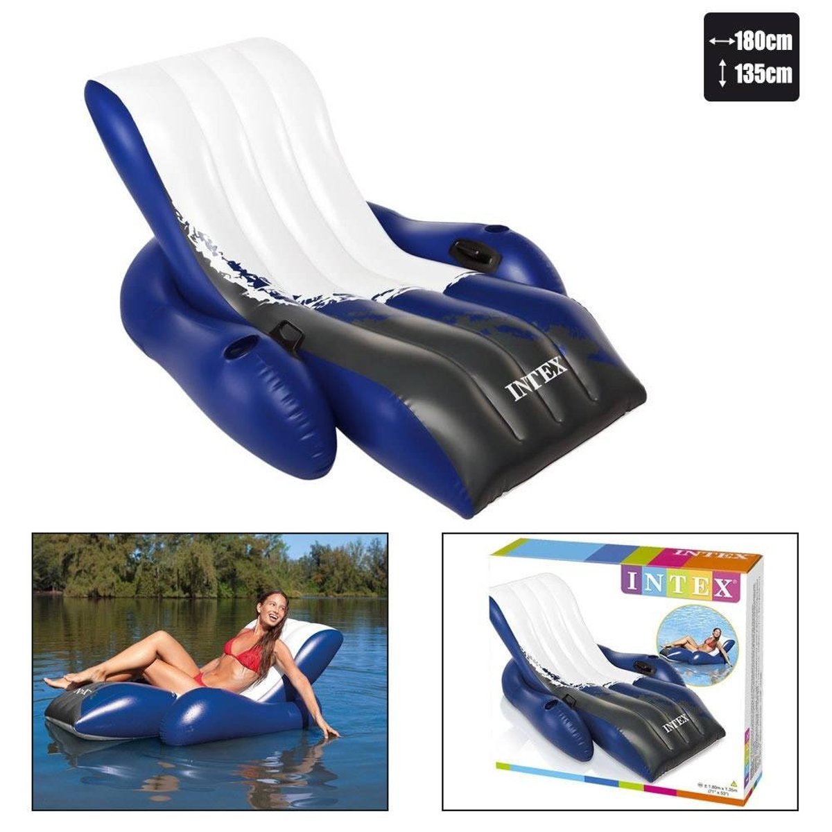 Chaise longue de piscine Lux bleu, ATMOSPHERA