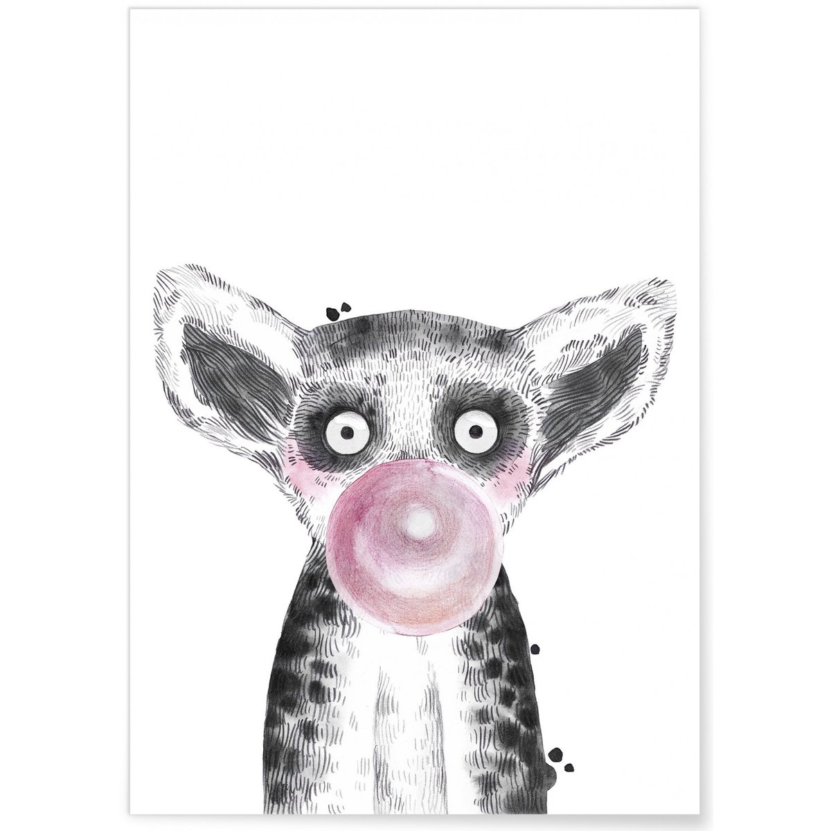 Affiche 'Bulle de Lémurien Rose' blanc, L'AFFICHERIE