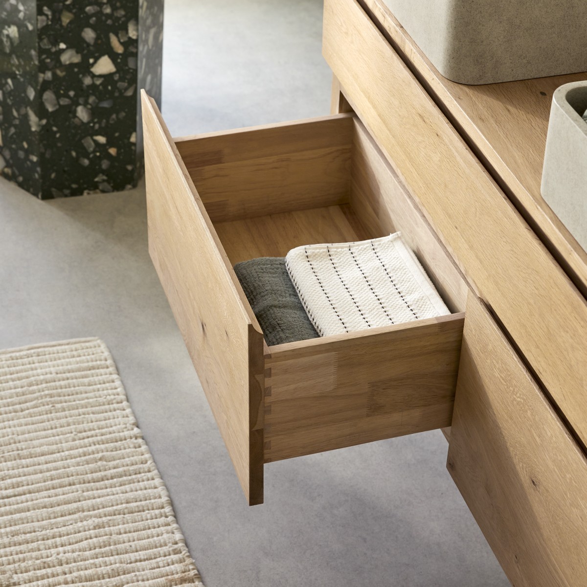 Meuble Salle De Bain en Chêne massif, JACOB naturel, TIKAMOON