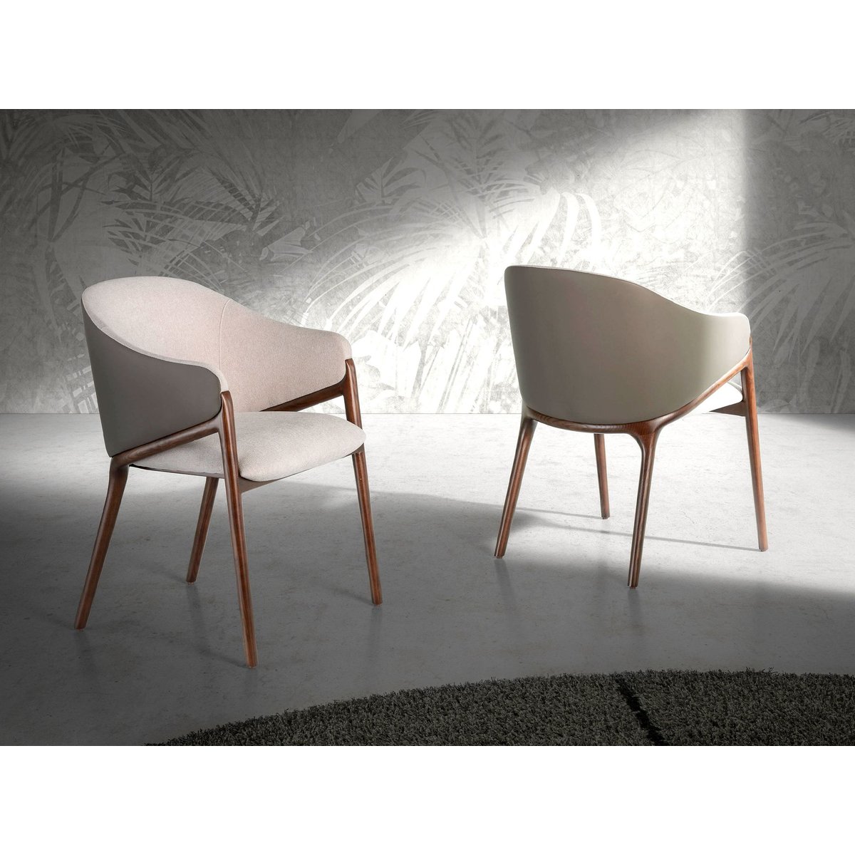 Chaise en tissu et foncé en similicuir beige | taupe | noyer, ANGEL CERDA
