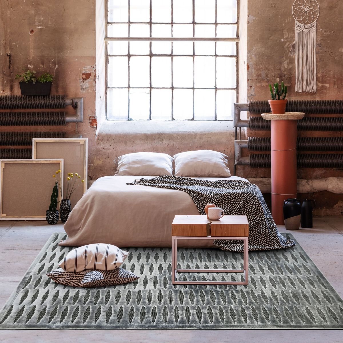 Tapis avec relief motif horizontal EMPRISE HORIZONTAL gris, THE DECO FACTORY