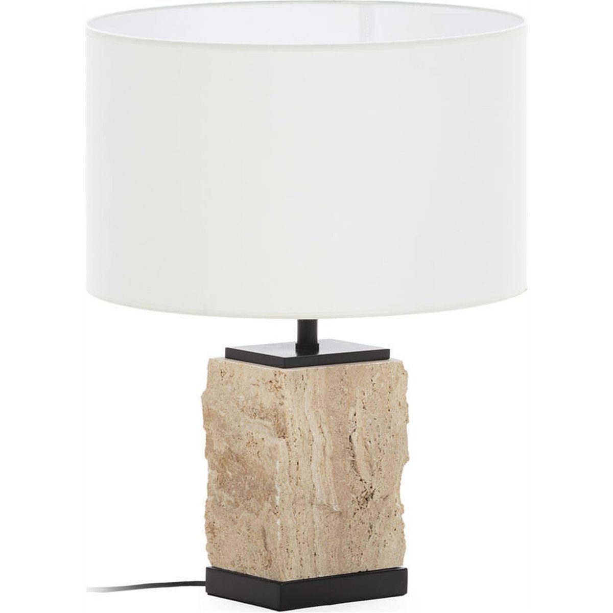 Lampe de table en marbre et métal naturel et noir, RECOLLECTION