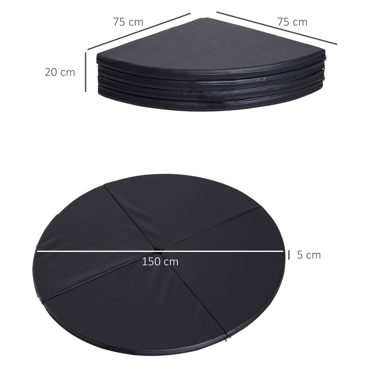 Tapis de protection pour pole dance Plastique noir, HOMCOM