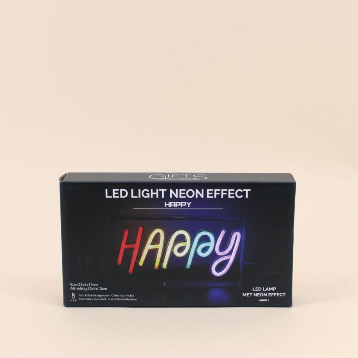 Cadre néon Happy multicolore 23x13cm gris, ORNAMI