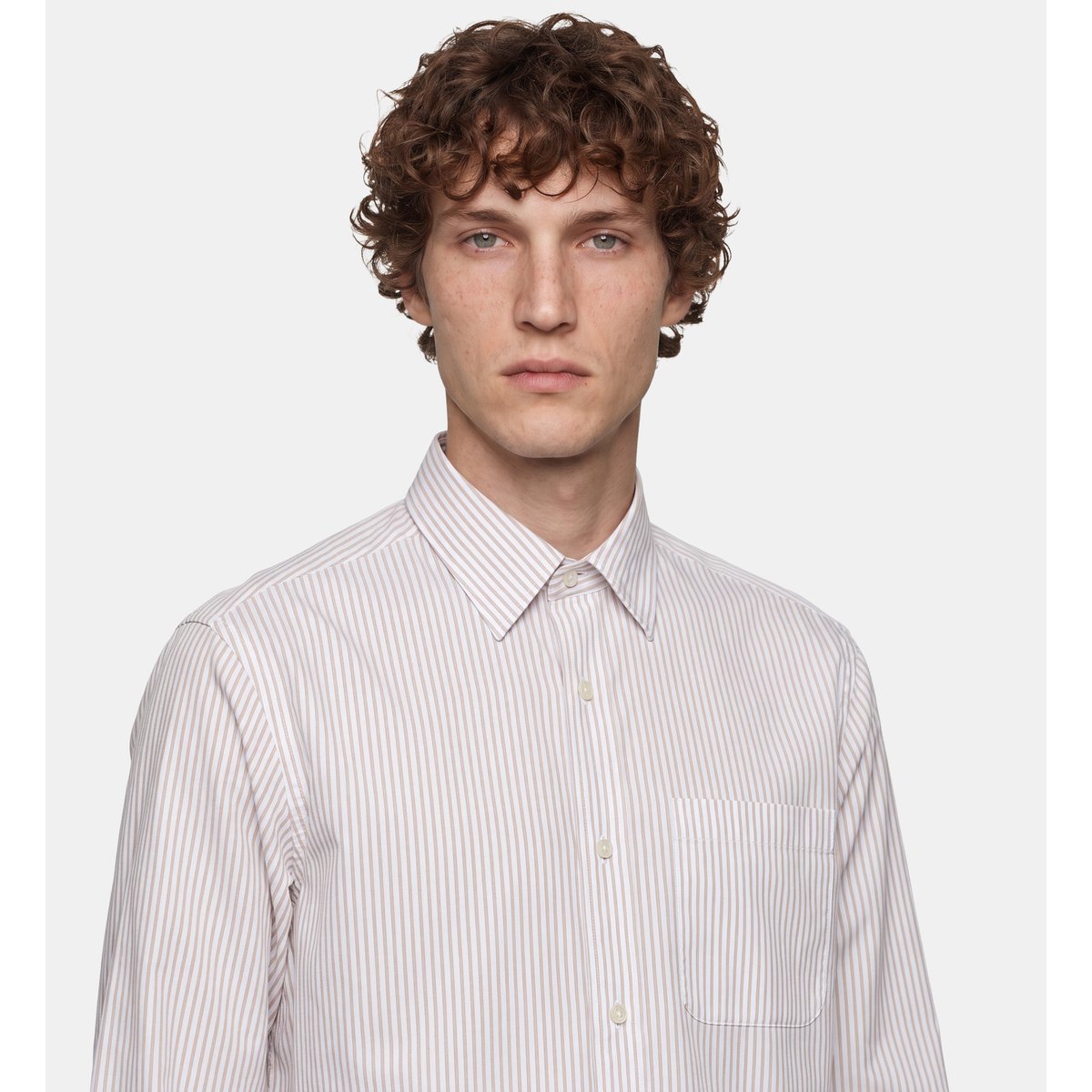 Chemise droite tirtray 1 coton jaune et bleu, GALERIES LAFAYETTE