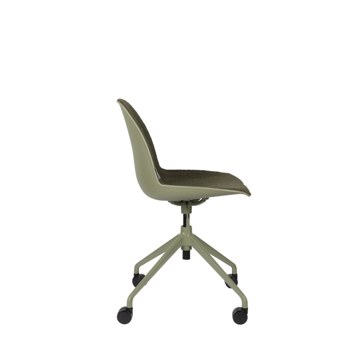 Chaise de bureau en tissu bouclette pivotante à roulettes- ALBERT KUIP vert, ZUIVER