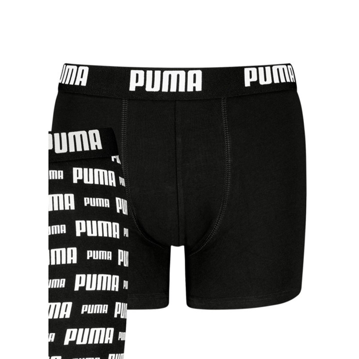 Lot de 2 boxers classiques en coton noirs imprimés nom de la marque noir, PUMA