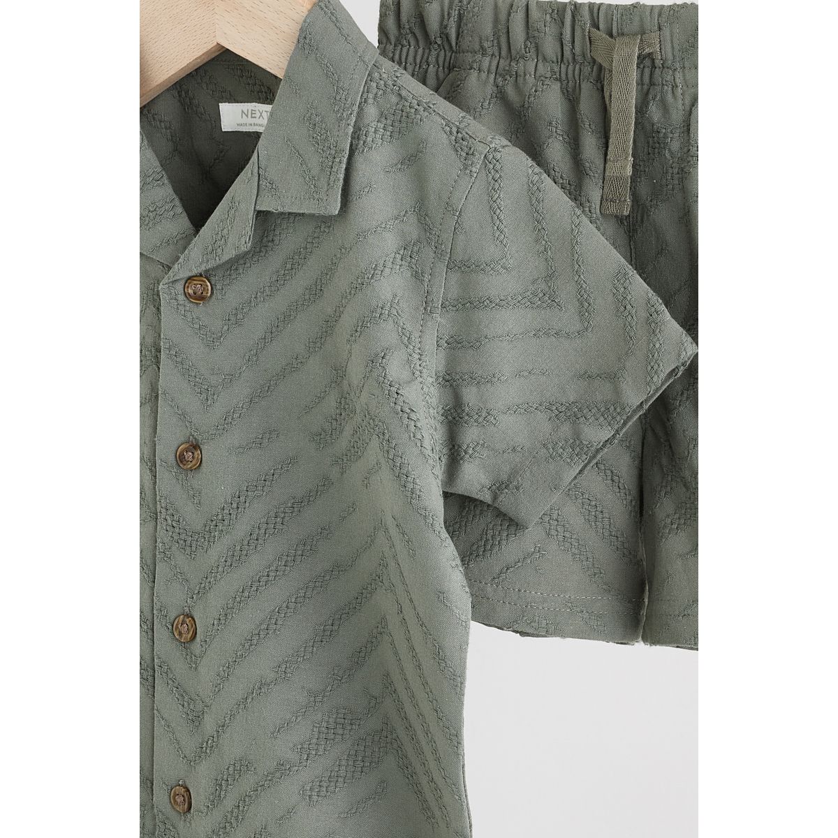 Short et chemise texturée à manches courtes vert kaki, NEXT