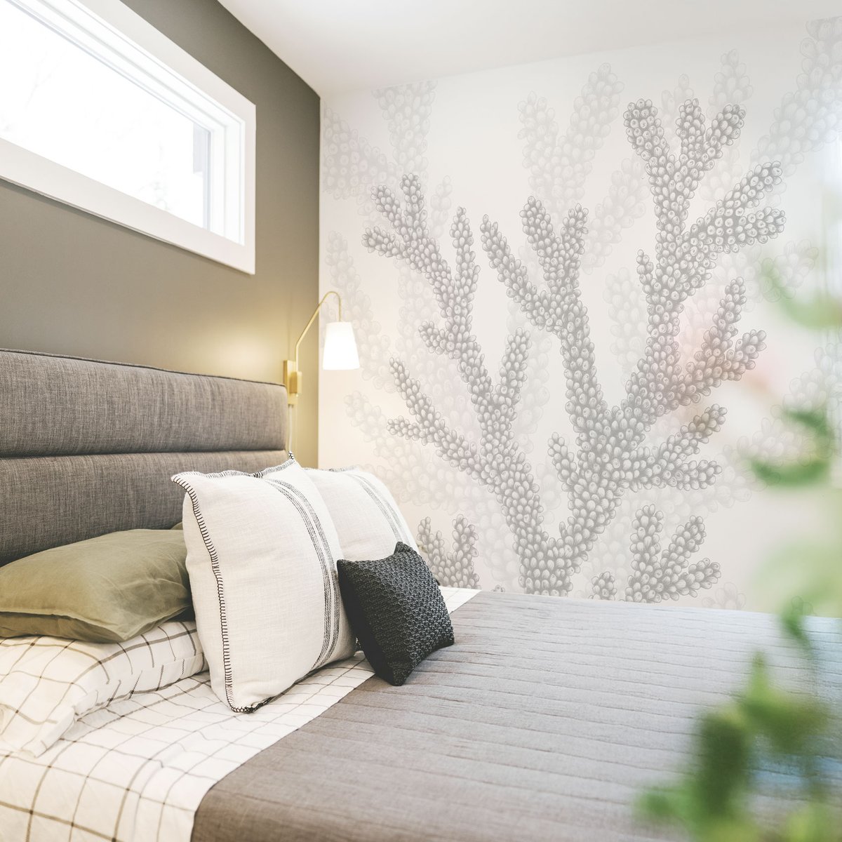 Papier peint panoramique Corail, Beige 150 x 250cm gris, ACTE DECO