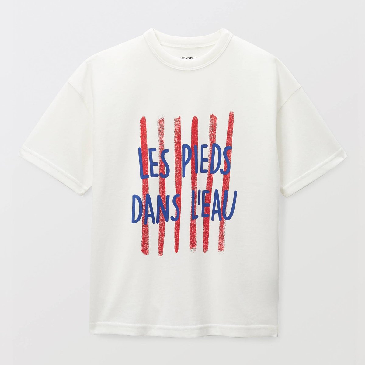 T-shirt manches courtes imprimé en coton BIO GOTS ecru, MONOPRIX