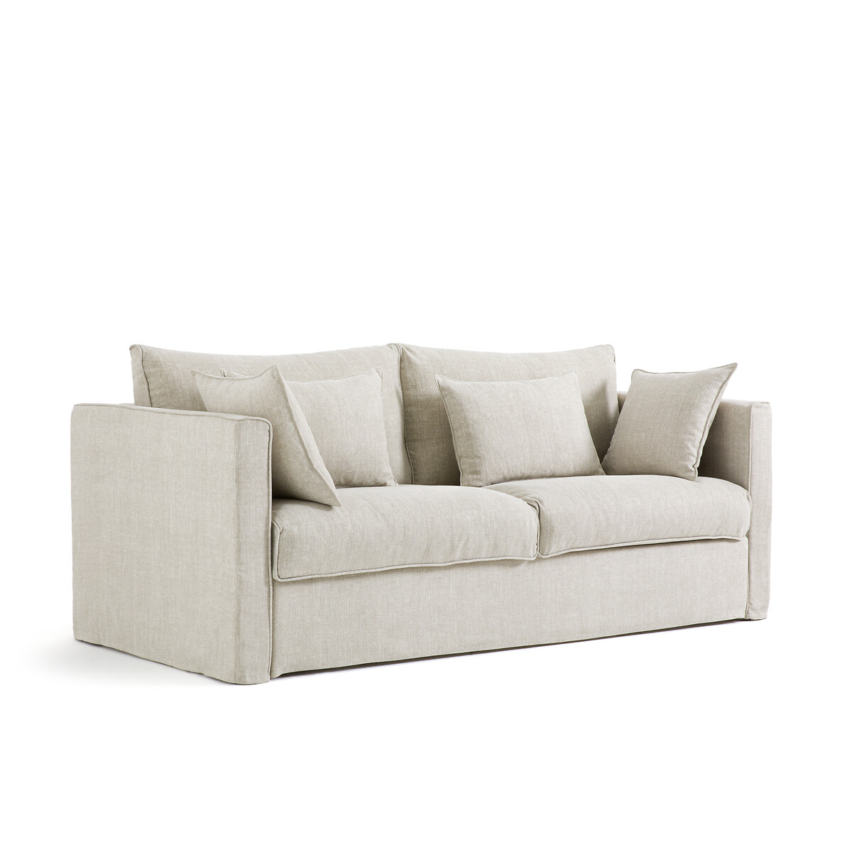 Canapé convertible 3 ou 4 places, en coton/lin, Camille beige, AM.PM