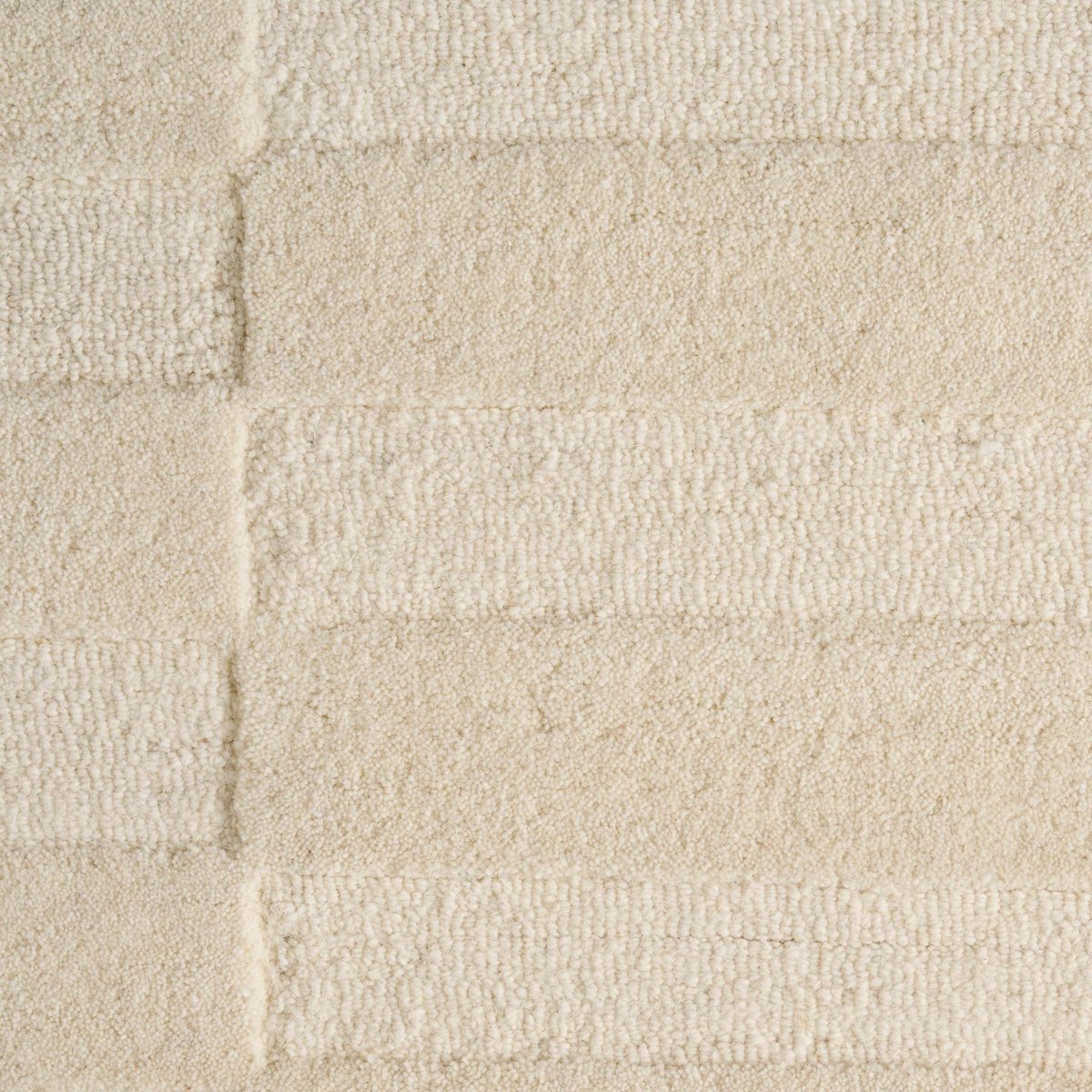 Grand tapis tufté damier rasé, 100% laine blanc, MONOPRIX