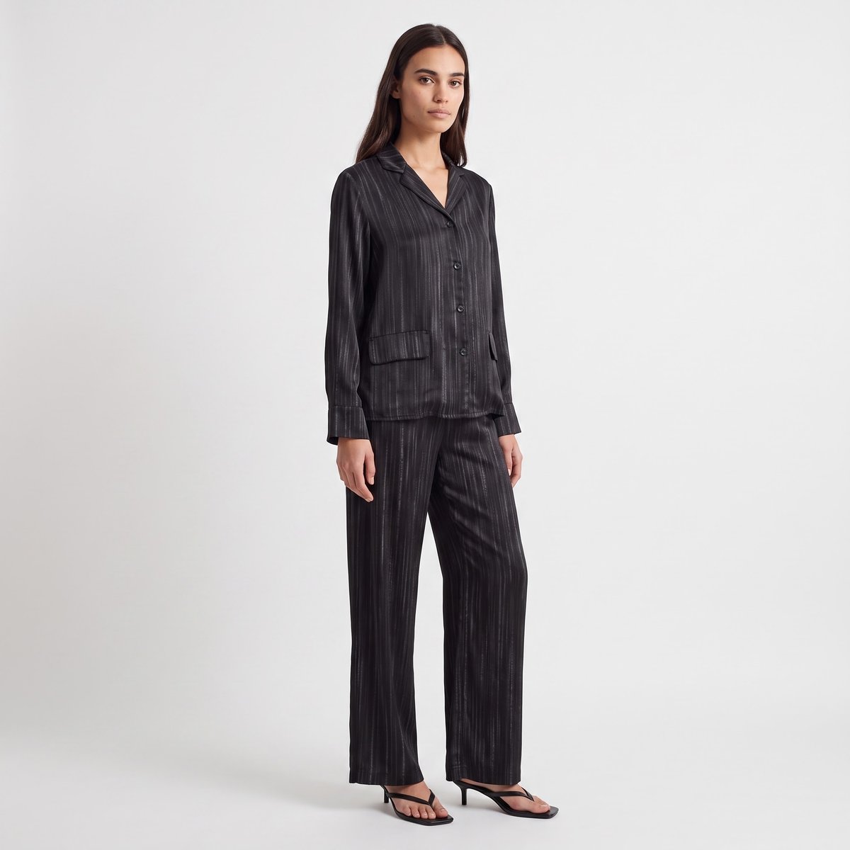Pantalon femme plissé fluide satiné ERALYS black, ARTLOVE