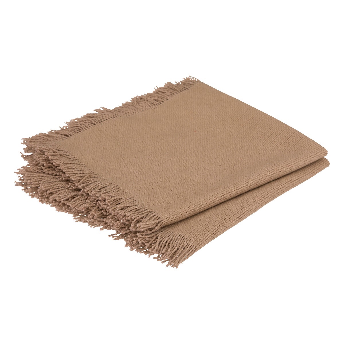 2 Serviettes de tables a franges en coton gris, EDEN