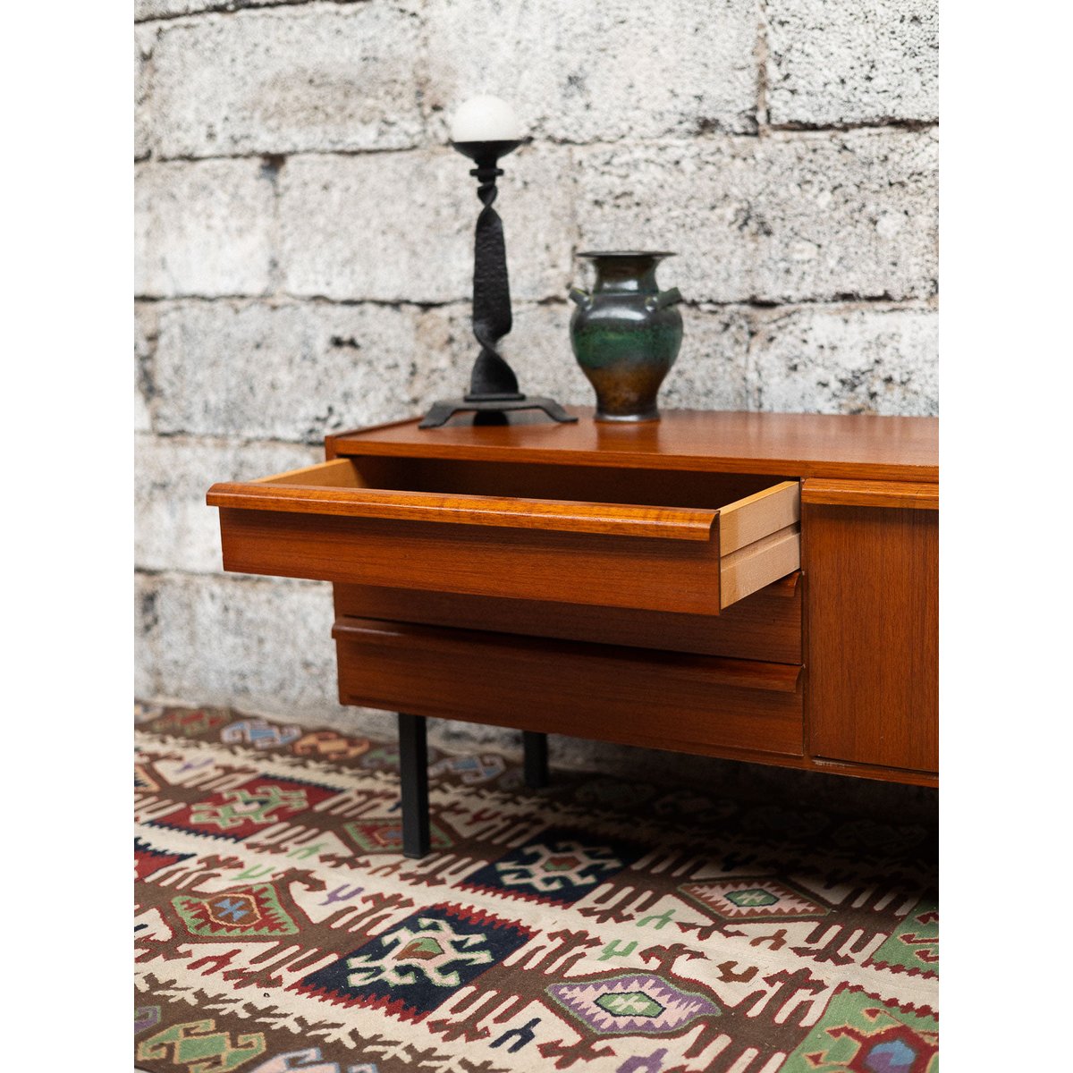 Enfilade scandinave en teck Margaret N°488 - Bon état bois foncé, DEBONGOUT