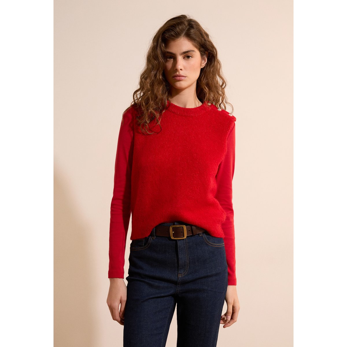 Pull sans manche avec laine STEVEN MINI vermillon, ETAM