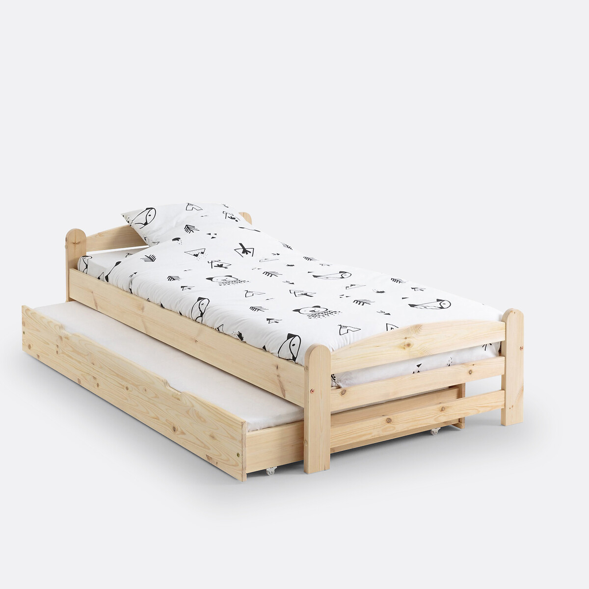 Lit en pin massif avec sommier, Loan bois clair brut, LA REDOUTE INTERIEURS