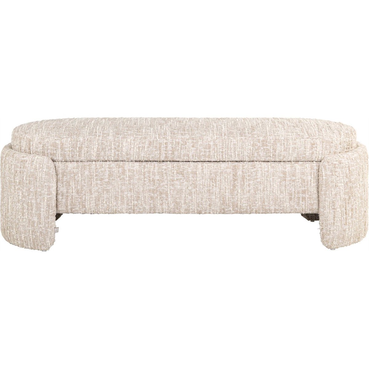Banc coffre avec rangement, Assise rembourrée beige angora, RECOLLECTION