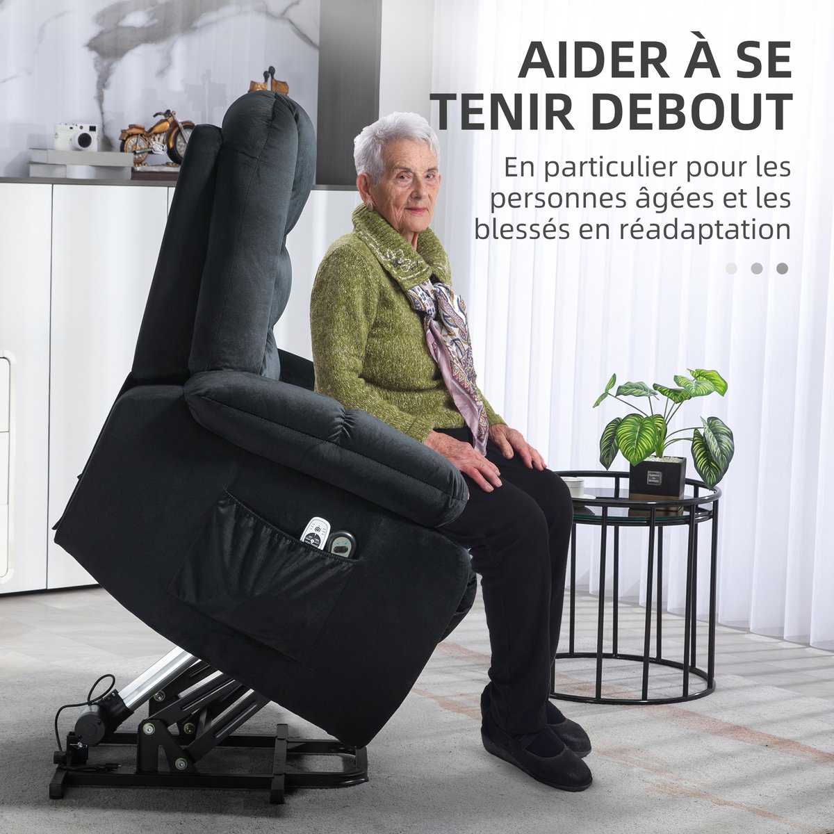 Fauteuil releveur multifonctionnel Tissu noir, HOMCOM