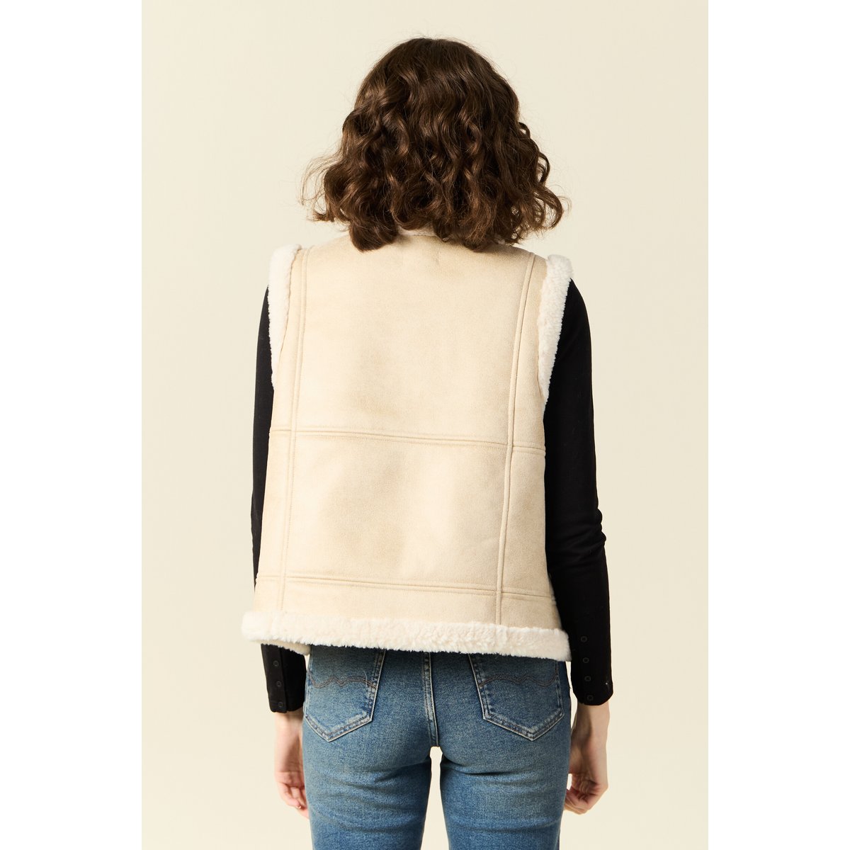 Veste suédine sans manches creme, BONOBO
